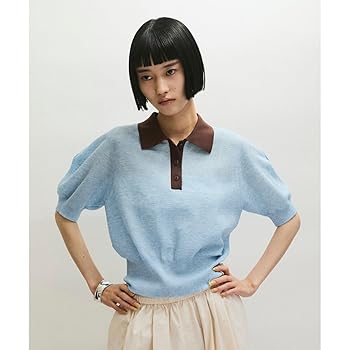 Amazon | [アダムエロペ] ラミーニットポロシャツ ブラック系(02